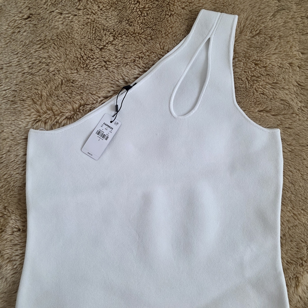 Express White One-Shoulder Tank Top
